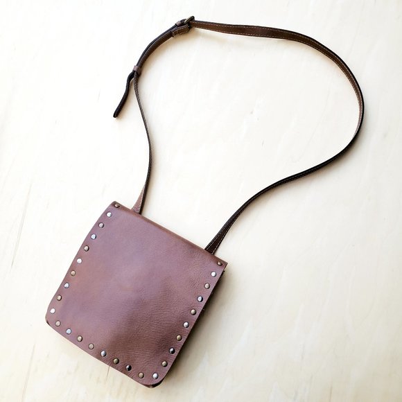 Patricia Nash Handbags - Patricia Nash Brown Studded Leather Crossbody Bag